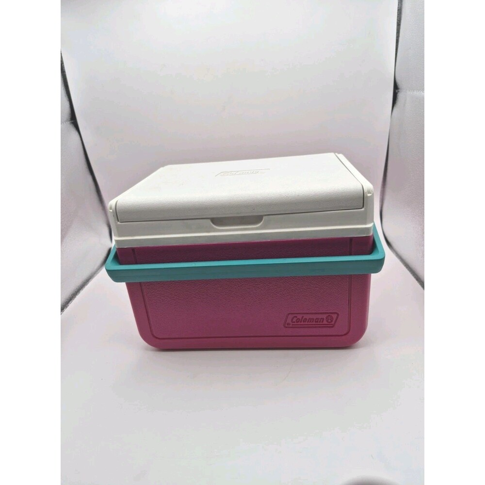 Coleman Vintage 90's Teal & Pink Mini Flip Top 5 Qt Portable Cooler Model 5205